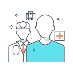 Color line, health insurance concept illustration, icon