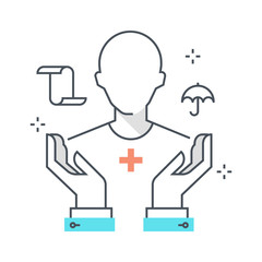 Color line, health insurance concept illustration, icon