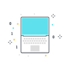 Color line, computer technology concept illustration, icon