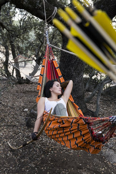 Archeress resting on a hammock