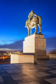 View of the National Memorial on the Vatkov Hill at dawn