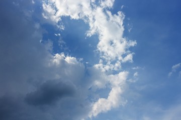 Fototapeta na wymiar Dark blue sky and Cloud ,The vast blue sky and Soft Cloud white.