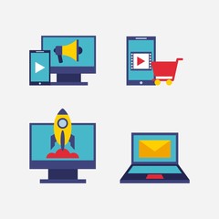 digital marketing set line icons vector illustration design