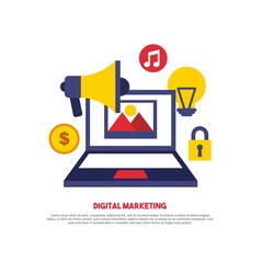 digital marketing set line icons vector illustration design