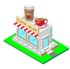 Coffee House. Vector isometric illustration