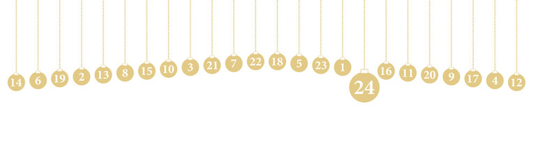 Adventskalender Banner - Kugeln (in Gold)