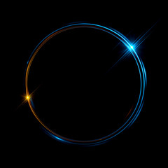 Abstract ring background with luminous swirling backdrop. Glowing spiral. The energy flow tunnel. Shine round frame with light circles light effect. Glowing cover. Space for your message.