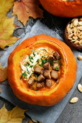 Cream soup in pumpkin