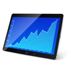 Slate with business graph on the screen