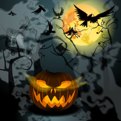 Halloween illustration with Jack O'Lantern