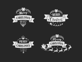 Merry Christmas lettering typography. Handwriting text design wi