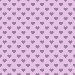 Pink heart shapes polka seamless vector background.