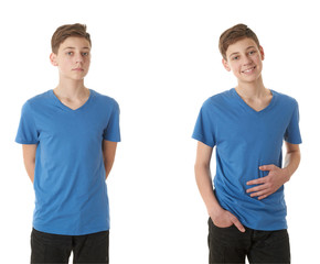 Cute teenager boy over white isolated background