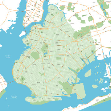 Brooklyn - New York City Map - vector illustration