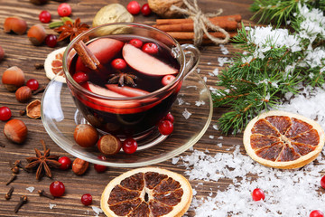 Christmas mulled wine and ingredients