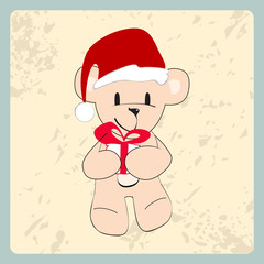Cute hand drawn style Christmas teddy bear