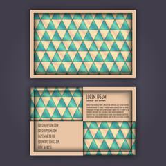 business card template with 3D paper colorful triangle texture