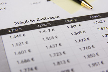 Investment papers and pen