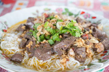 Thai rice vermicelli with spicy pork sauce, traditional Northern