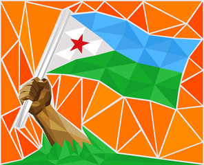 Strong Hand Raising The Flag Of Djibouti