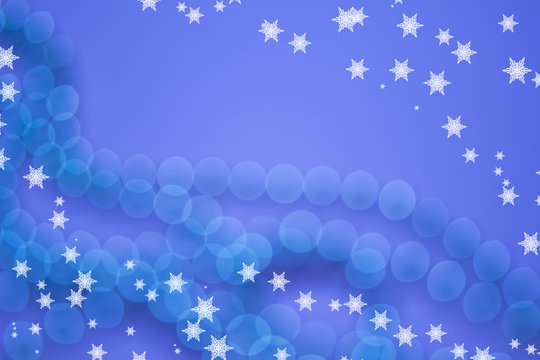 Christmas or new year background ,white snowflakes at the blue abstraction