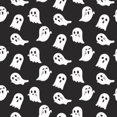 Cute halloween ghost pattern. Vector illustration.