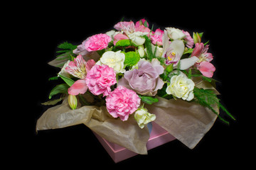 Beautiful bouquet at the black background