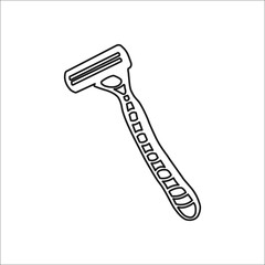 Women razor blade sign line icon on background