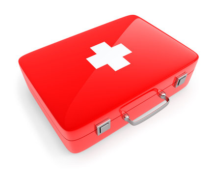 First aid kit case isolated on white.