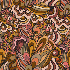 Colorful decorative seamless hand drawn doodle nature ornamental curl vector pattern.
