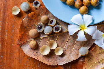 Longan fruit on plate