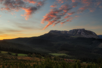 Autumn sunrise in Gorbea Natural Park