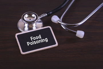 Medical Concept- Food Poisoning words written on label tag