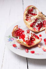 Pieces ripe pomegranate