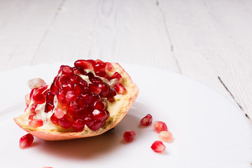 Pieces ripe pomegranate