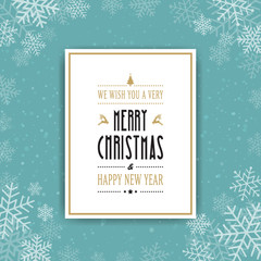 golden christmas card winter snowflakes background