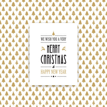 merry christmas golden withe card tree background