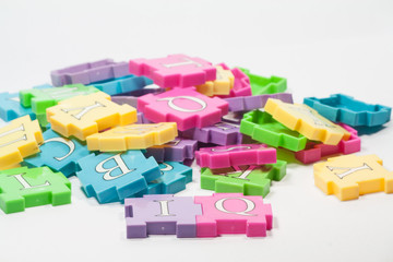 Colorful puzzle pieces.
Colorful puzzle pieces on a white background.