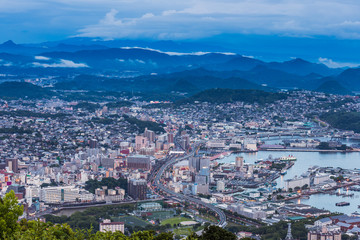 Fototapeta na wymiar Sasebo downtown skyline at night, Nagasaki, Japan.