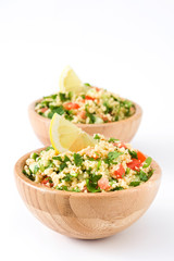 Tabbouleh salad with couscous and vegetables isolated

