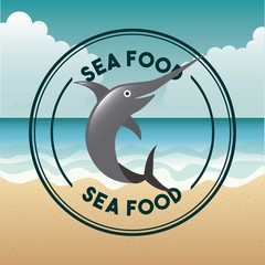 delicious sea food fish restaurant vector illustration design