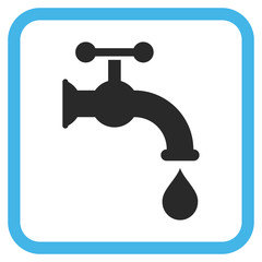 Water Tap blue and gray vector icon. Image style is a flat iconic symbol in a rounded square frame on a white background.