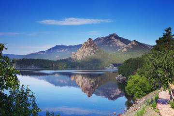 Picturesque landscape of mountain lake