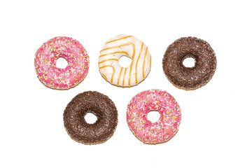 Olympic donuts isolated on white background