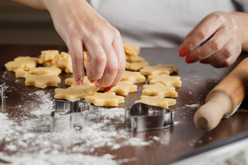 cutting cookies dough star shape homemade for christmas