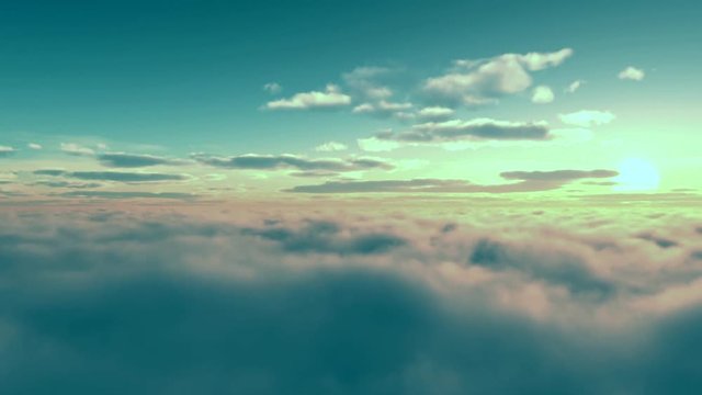 Sunset or Sunrise Flight Throught Clouds