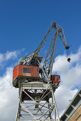 Old dock crane in port. Helsinki, Finland