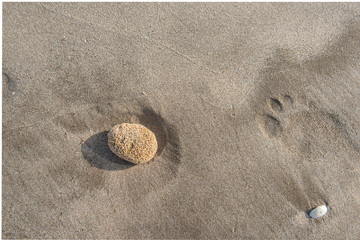 Pebble on the beach sand