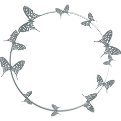 Round frame with butterflies and space for text
