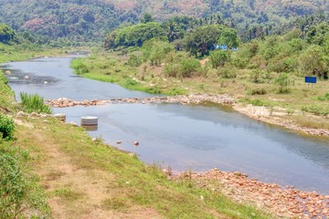 beautiful fresh air river  nature, travel in Khiriwong village 
